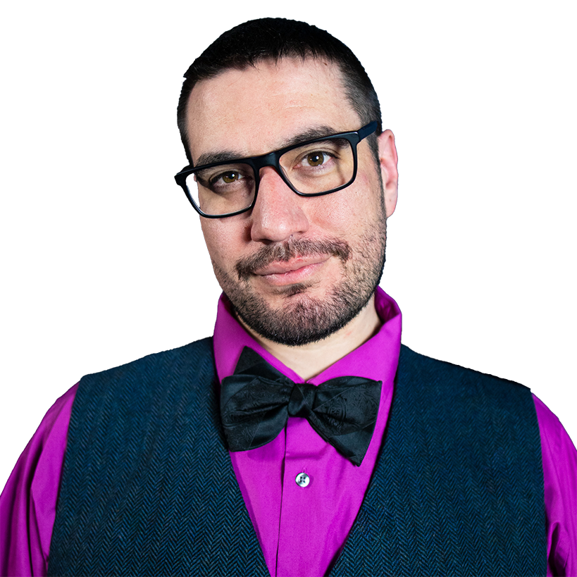 man wearing a pink shirt and bowtie